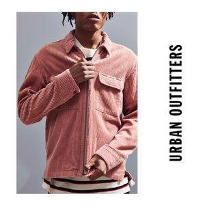 Urban Outfitters Men’s Corduroy Zip Shirt Jacket (Peach, M)